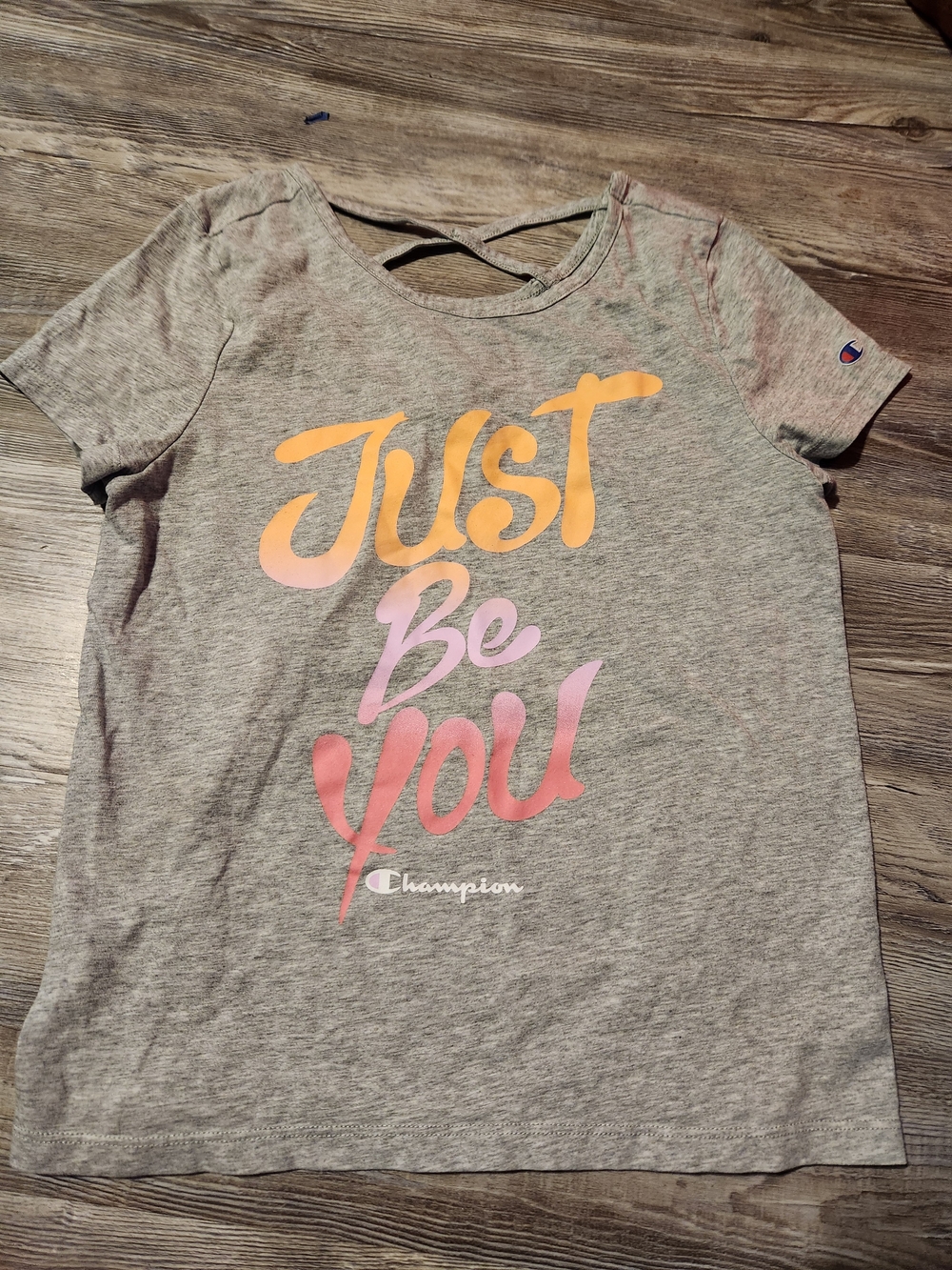 Champion Gray Tee with 'Just Be You' Ombre Script